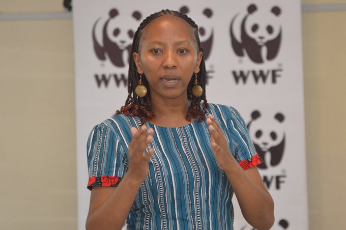 Caroline Njiru, WWF-Kenya program coordinator, speaking during media training.